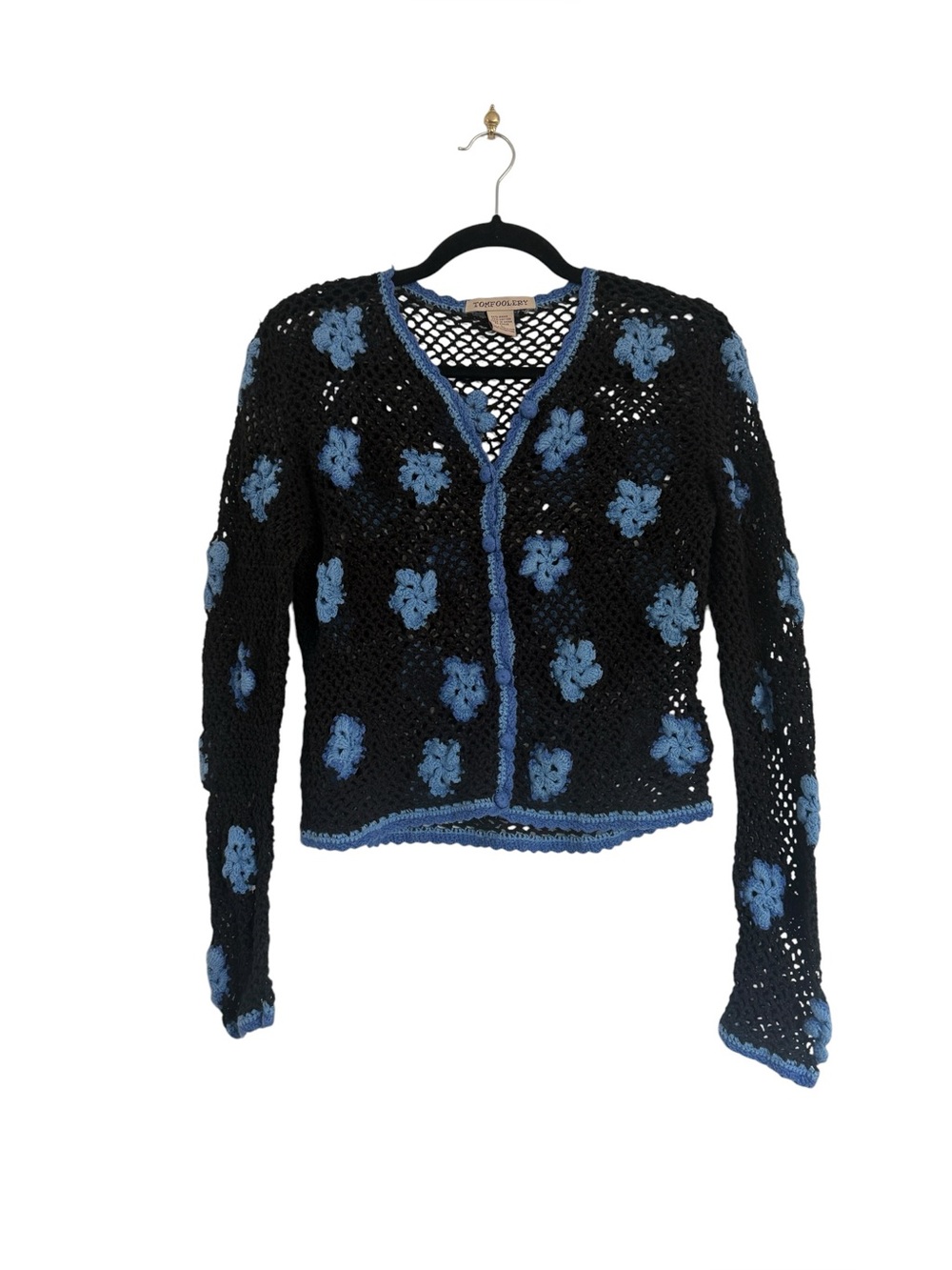 Vintage Y2K Tomfoolery Long Sleeve Crochet Cardigan Large